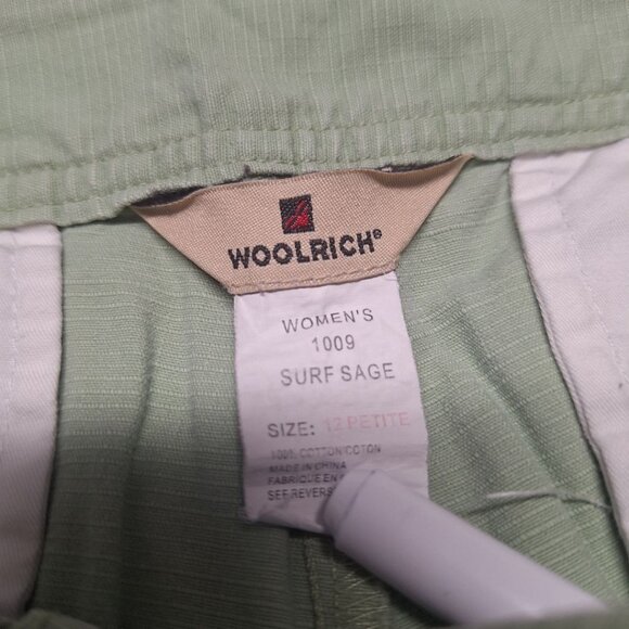 Woolrich Cropped Rolled Pants Petite Adjustable Green Buttons Womens 12 Short - Picture 7 of 10